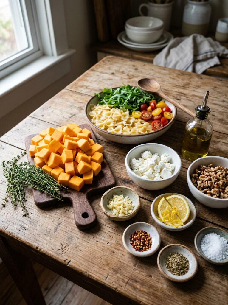 Roasted butternut squash goat cheese pasta salad 13 Ingredients for pasta salad 202606051656