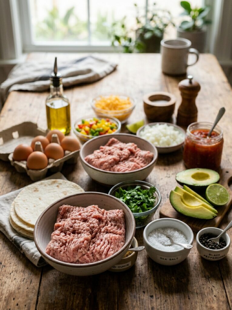 High Protein Sausage Breakfast Tacos 13 Ingredients for sausage breakfas… 202605031812