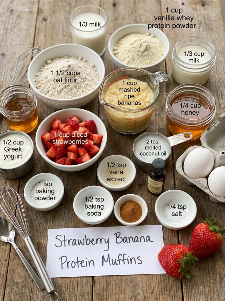 High Protein Strawberry Banana Muffins 13 Ingredients for strawberry banan… 202605132245