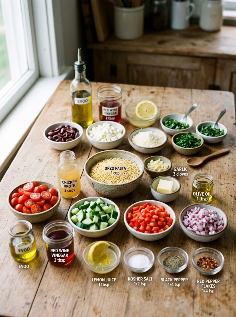 Garlic Parmesan Orzo Summer Salad Recipe 13 Ingredients for summer salad 202606041605