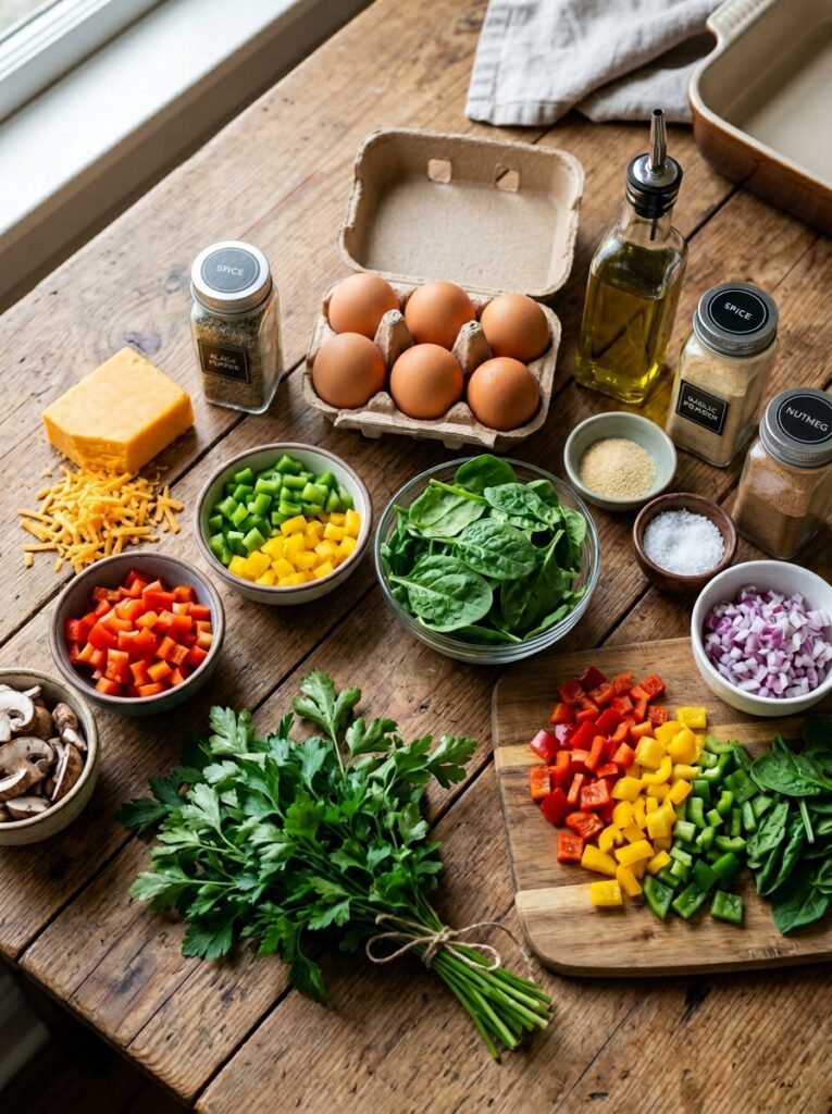 Ingredients for veggie egg bake 202605291407