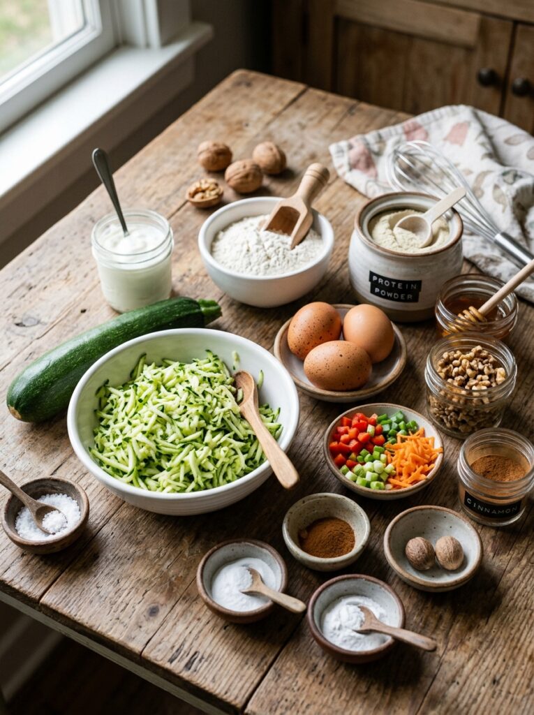 Ingredients for zucchini bread loaf 202605221512