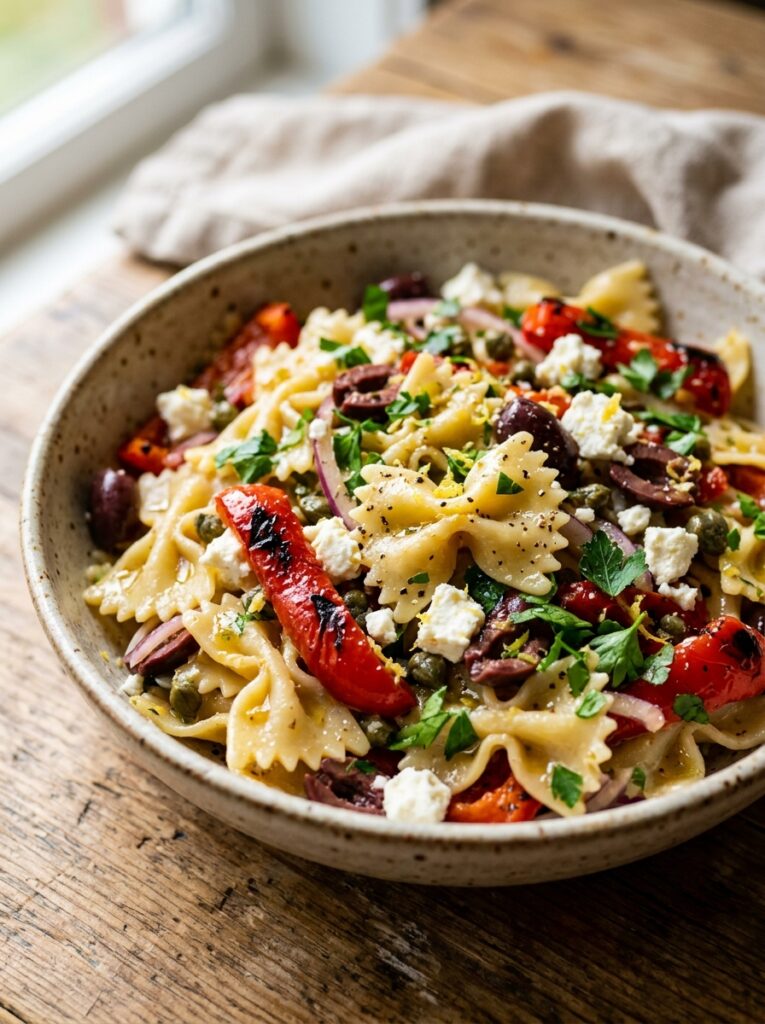 Mediterranean roasted red pepper feta pasta salad: Complete Recipe 1 Mediterranean pasta salad recipe 202606061939