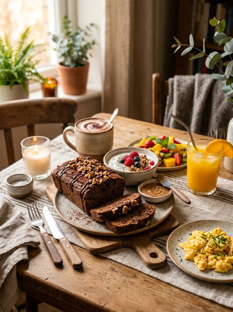 High Protein Mocha Breakfast Loaf 4 Mocha breakfast loaf with sides 202605231407
