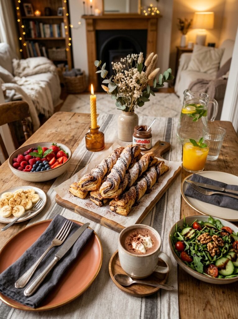 3 ingredient puff pastry Nutella twists 4 Nutella twists with side dishes 202606121409