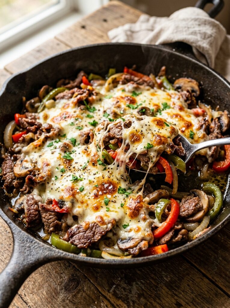 High Protein Philly Cheesesteak Skillet 12 Philly cheesesteak skillet recipe 202605211157
