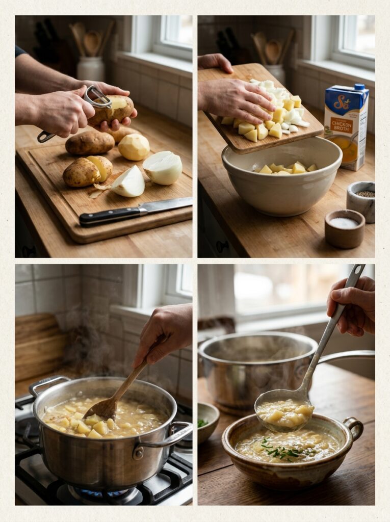 Easy 4 Ingredient Potato Soup: Creamy Comfort in Minutes 14 Potato soup cooking process 202606121336