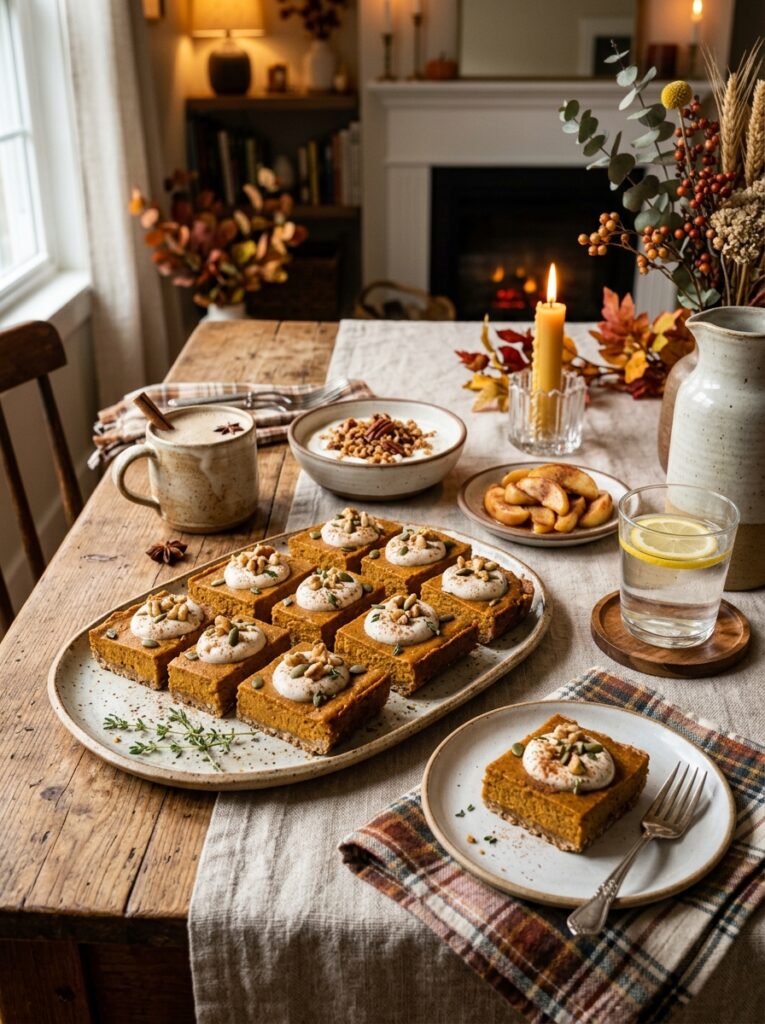 High Protein Pumpkin Pie Bars: A Delicious and Nutritious Fall Treat 15 Pumpkin pie bars with side 202605231417