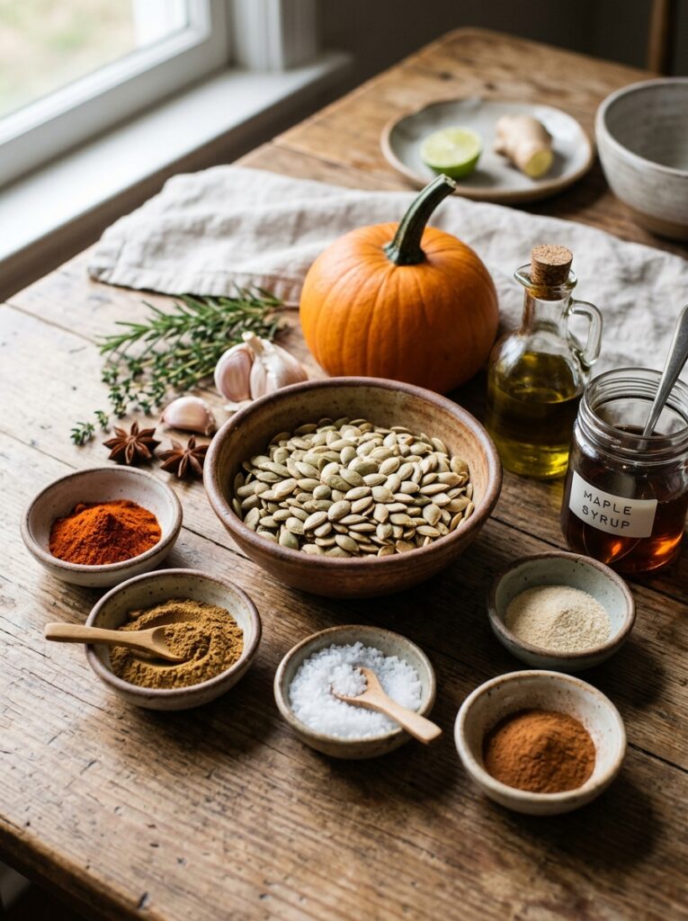 Roasted pumpkin seeds seasoning ideas 13 Pumpkin seeds ingredients arrang… 202606071559