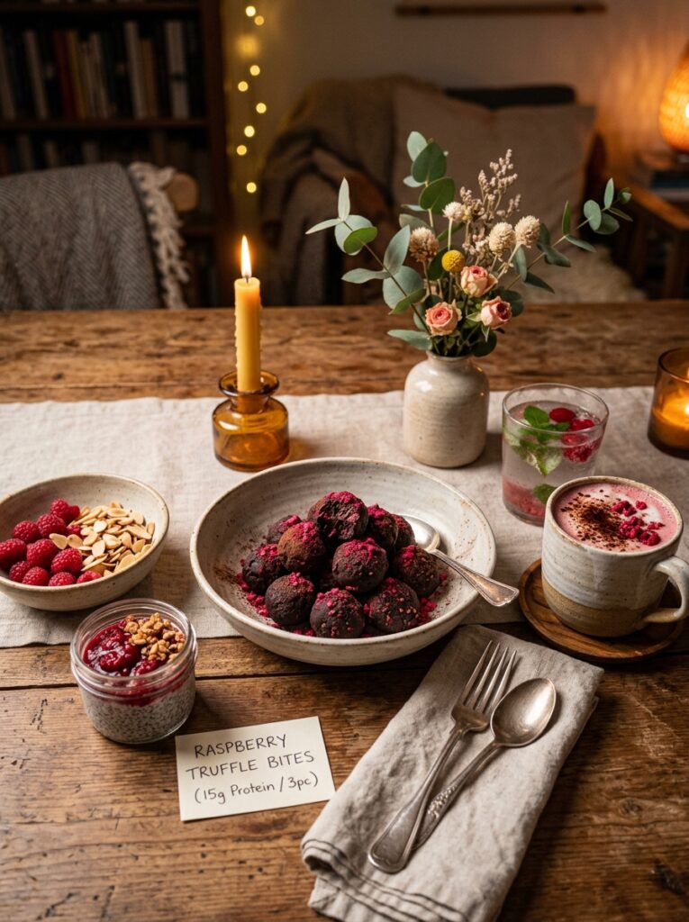 High Protein Raspberry Truffle Bites 4 Raspberry truffle bites setup 202605081130