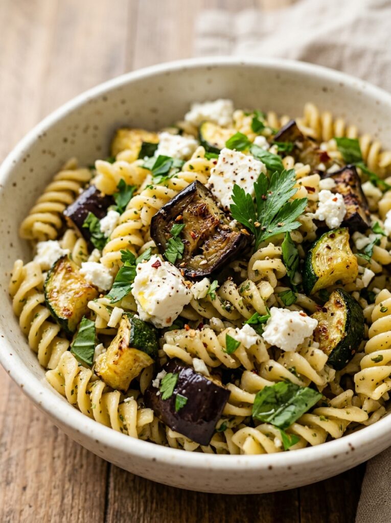 Roasted eggplant zucchini feta pasta salad 12 Roasted eggplant zucchini feta p… 202606041620
