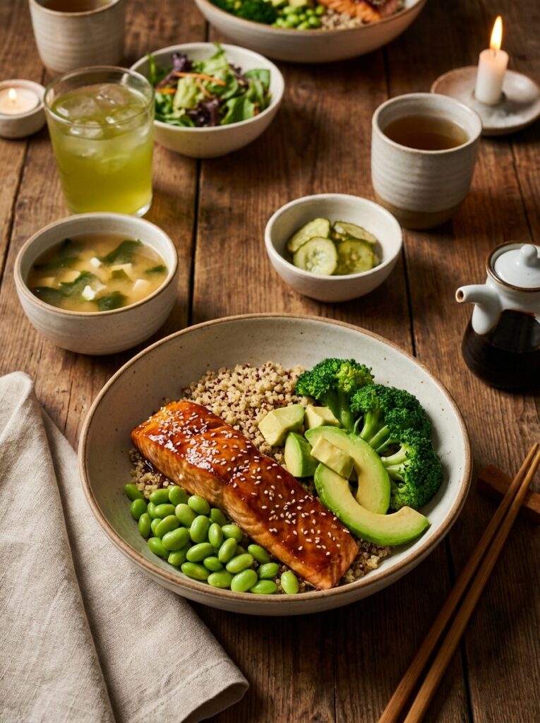 High Protein Teriyaki Salmon Bowl 15 Salmon bowl with side dishes 202605131651