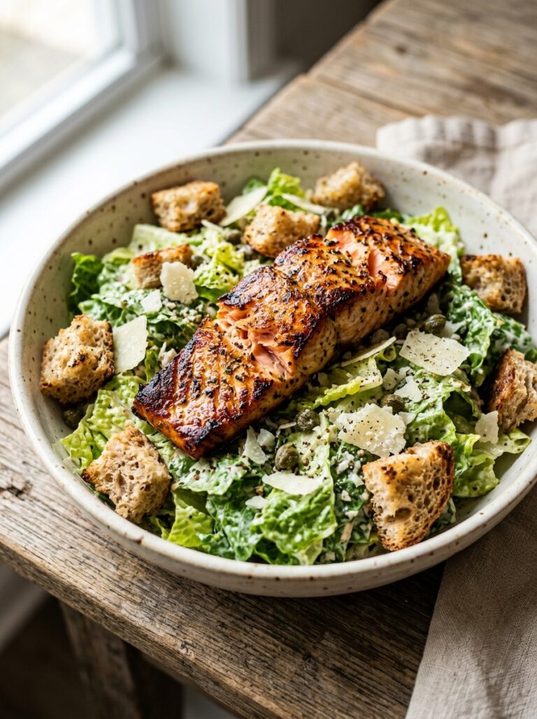 high protein salmon caesar salad 17 Salmon caesar salad recipe 202605211144