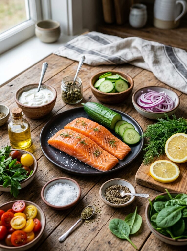 high protein salmon cucumber salad 13 Salmon cucumber salad ingredient… 202605221545