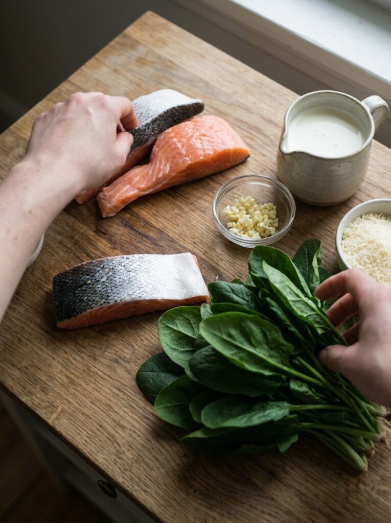 High Protein Salmon Florentine Skillet: Creamy, Healthy, One-Pan Dinner 14 Salmon florentine skillet cookin… 202605251400