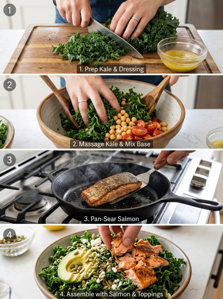 high protein salmon kale salad 14 Salmon kale salad cooking process 202605142156