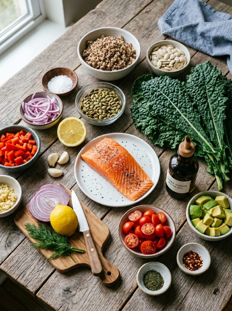 high protein salmon kale salad 13 Salmon kale salad ingredients ar… 202605142155