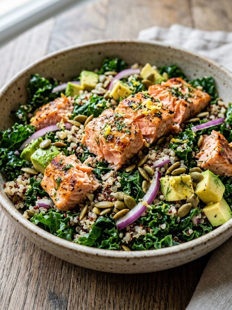 high protein salmon kale salad 12 Salmon kale salad recipe 202605142156