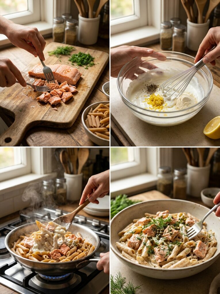 high protein salmon pasta recipe 14 Salmon pasta recipe cooking process 202605142051