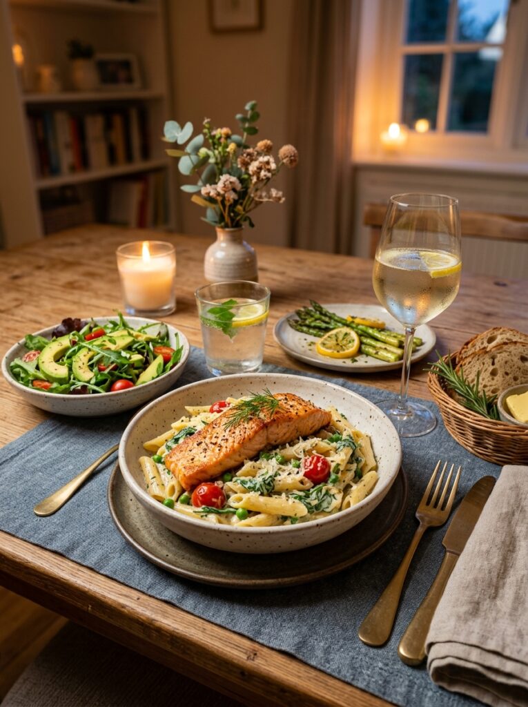 high protein salmon pasta recipe 15 Salmon pasta recipe with drinks 202605142052