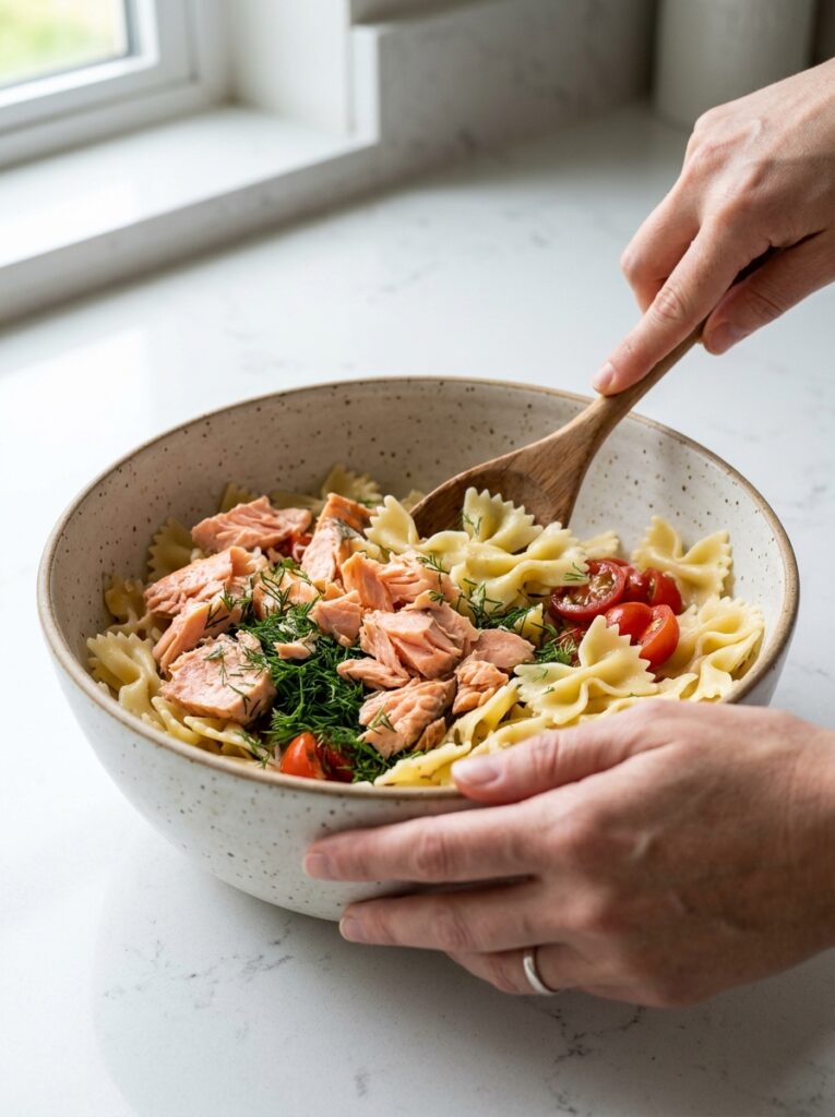 Creamy Dill Sauce Salmon Pasta Salad 14 Salmon pasta salad cooking process 202606051650