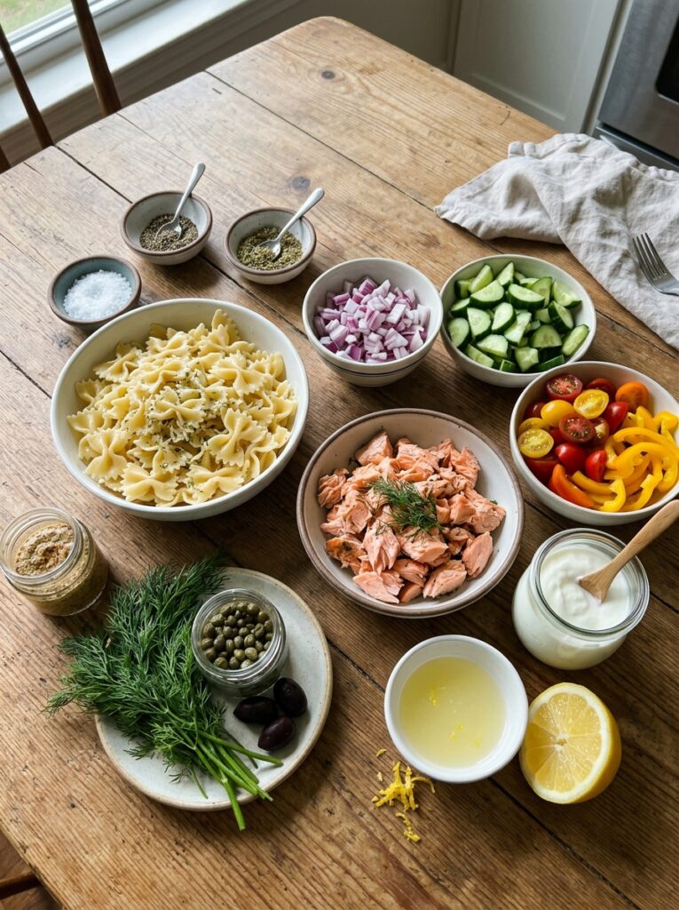 Creamy Dill Sauce Salmon Pasta Salad 13 Salmon pasta salad ingredients a… 202606051648