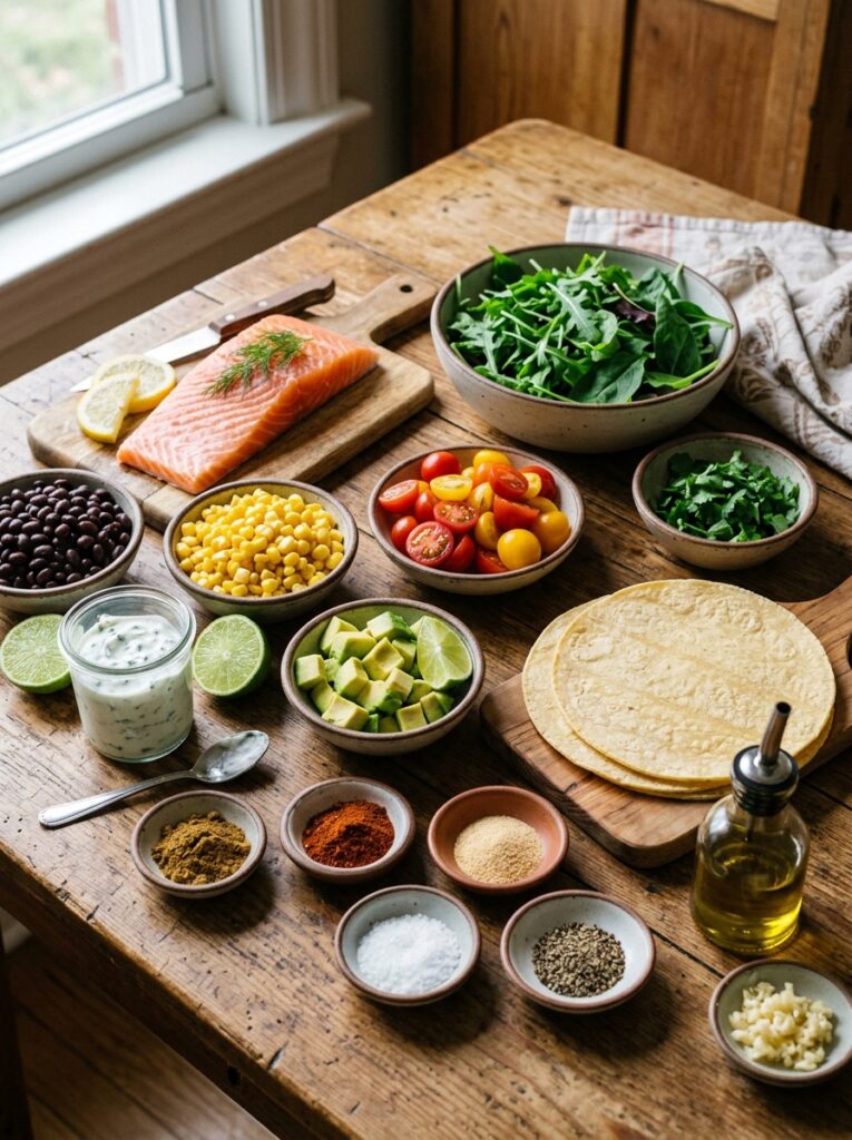 High Protein Salmon Taco Salad: A Flavor-Packed, Nutrient-Dense Meal 13 Salmon taco salad ingredients ar… 202605291358