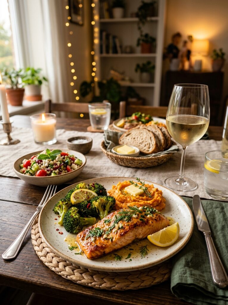 High Protein Garlic Butter Salmon 4 Salmon with side dishes 202605241415