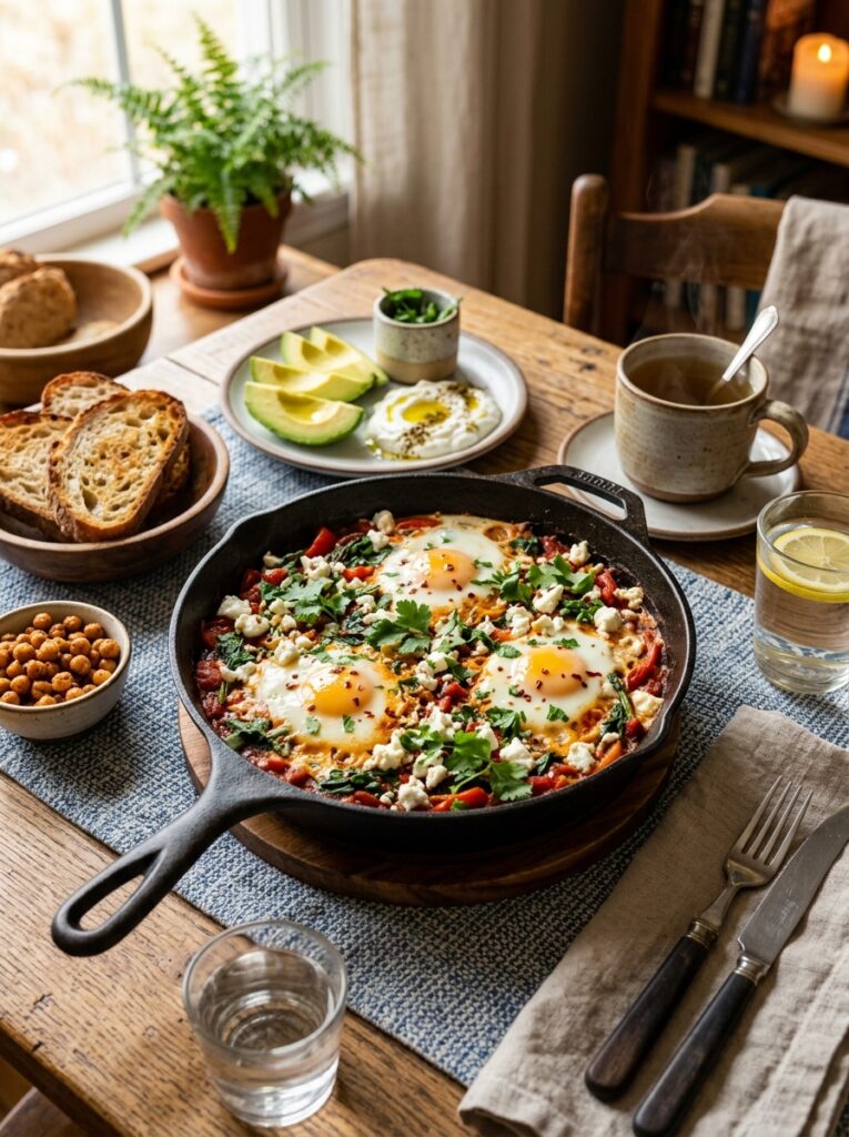 Shakshuka with feta side dishes 202605081935
