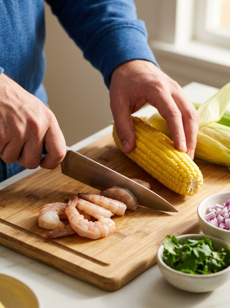 high protein shrimp corn salad 3 Shrimp corn salad cooking process 202605311453
