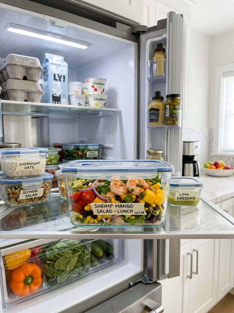 high protein shrimp mango salad 5 Shrimp mango salad food storage 202605171546