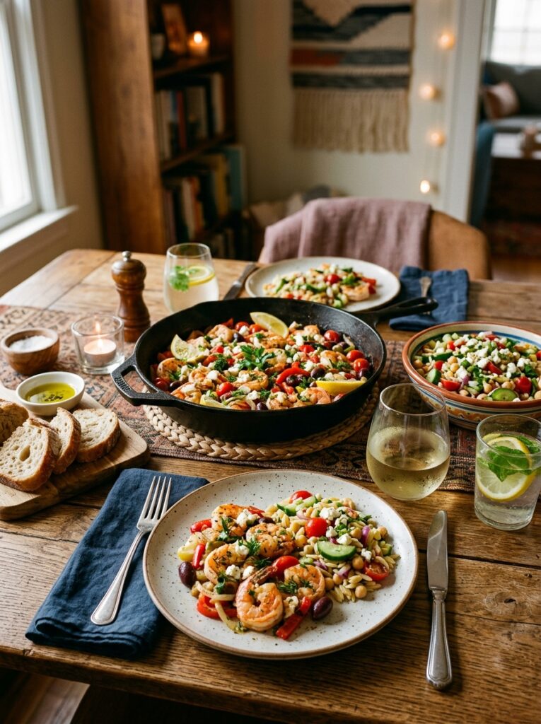 High Protein Mediterranean Shrimp Skillet 15 Shrimp skillet with side dishes 202605311449