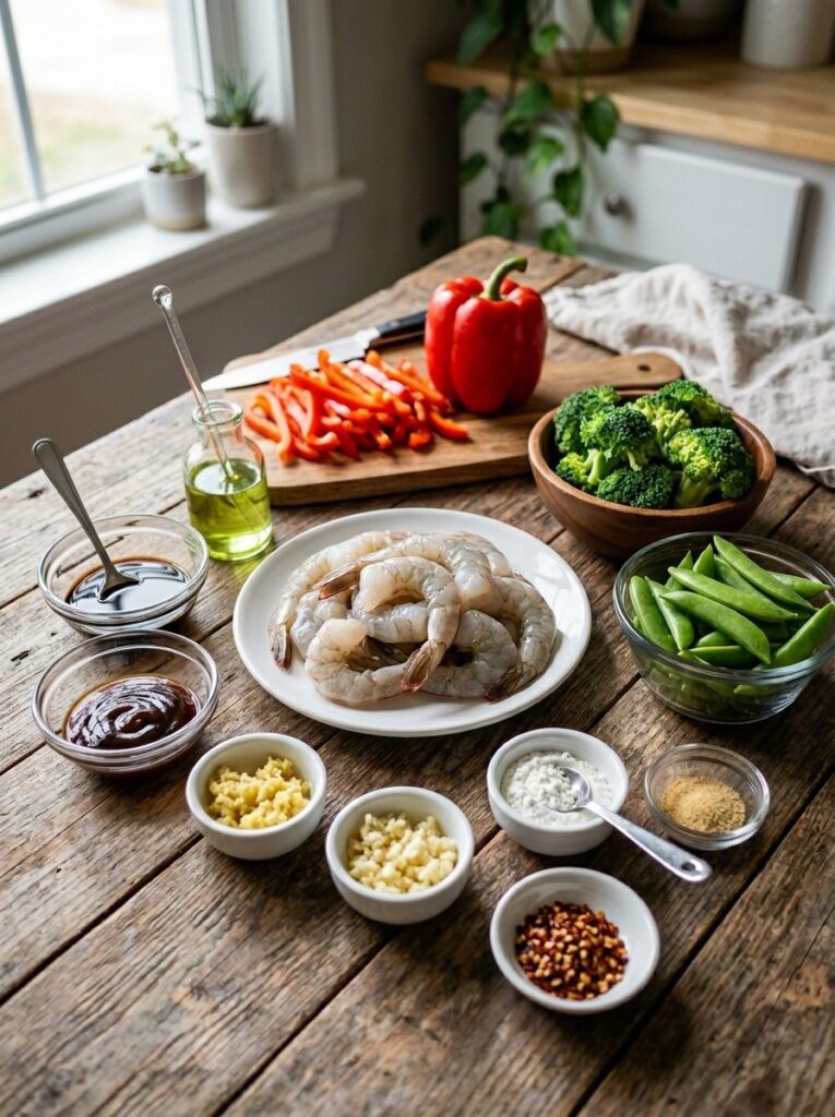 High Protein Shrimp Stir Fry: Easy Recipe 13 Shrimp stir fry ingredients arra… 202605181608