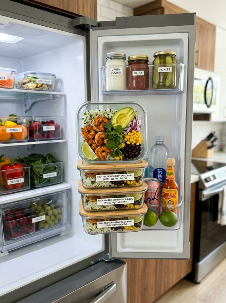 Shrimp taco bowl fridge organiza… 202605171519