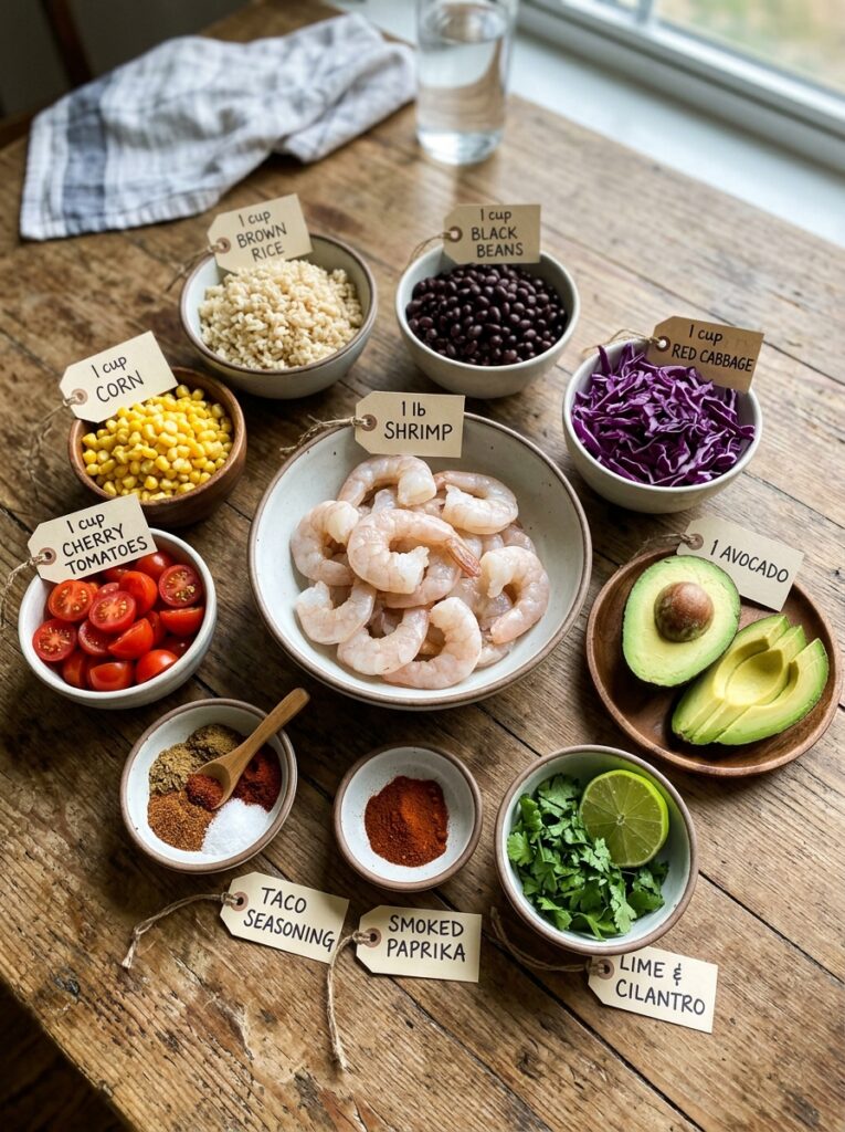 Shrimp taco bowl ingredients arr… 202605171519