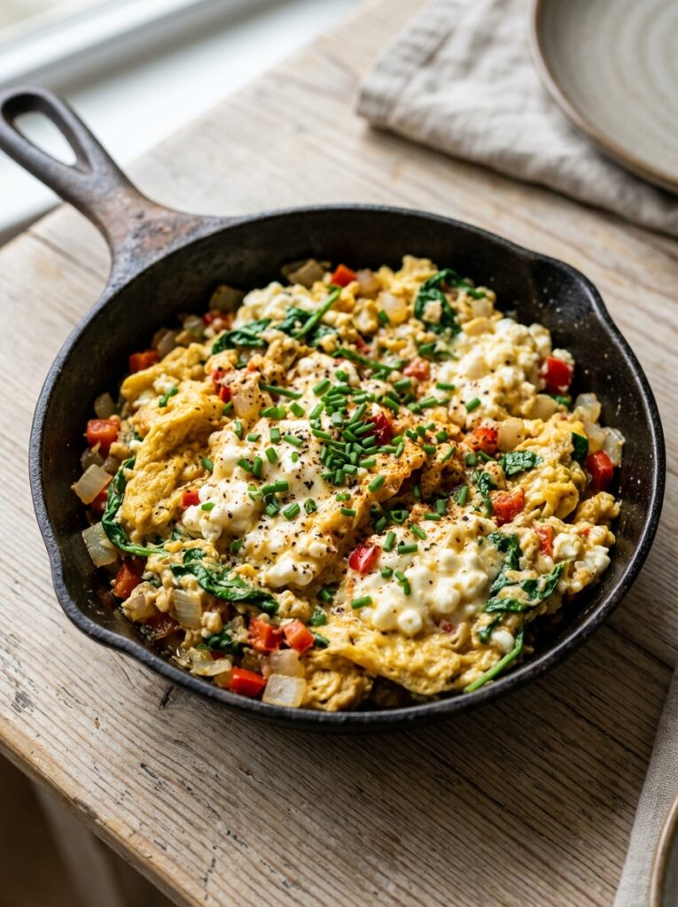Skillet eggs with cottage cheese 202605081125