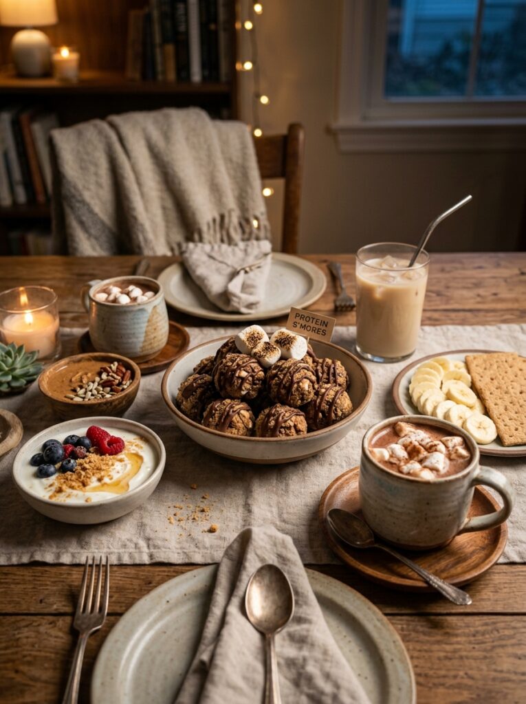 High Protein S'mores Protein Bites: Homemade No-Bake Energy Snack 15 Smores protein bites setup 202605110012