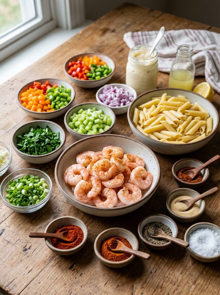 Spicy Cajun shrimp cold pasta salad 2 Spicy Cajun shrimp pasta salad 202606061950 1