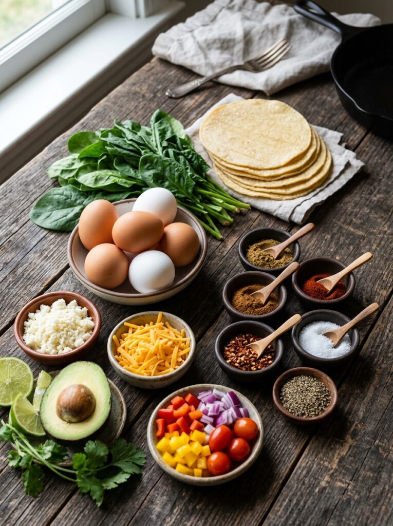 High Protein Spinach Egg Breakfast Tacos: A Homemade Power Meal 13 Spinach egg breakfast tacos ingr… 202605042133