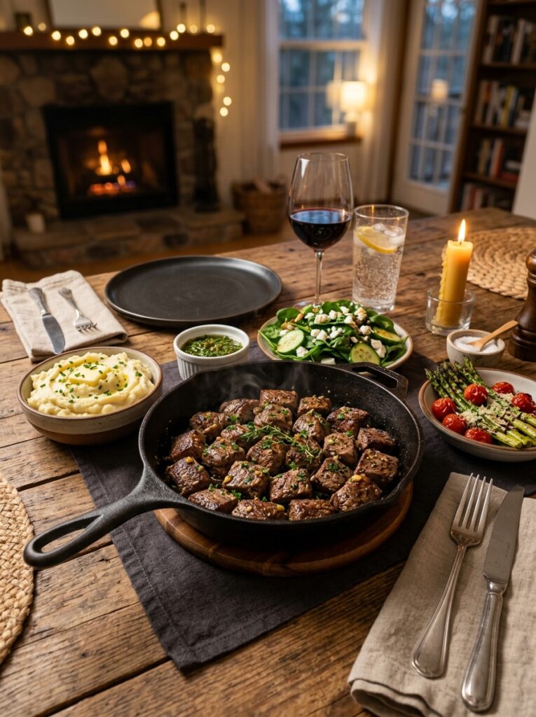 High Protein Garlic Steak Bites Dinner: The Ultimate Homemade Recipe 15 Steak bites dinner with side 202605121502