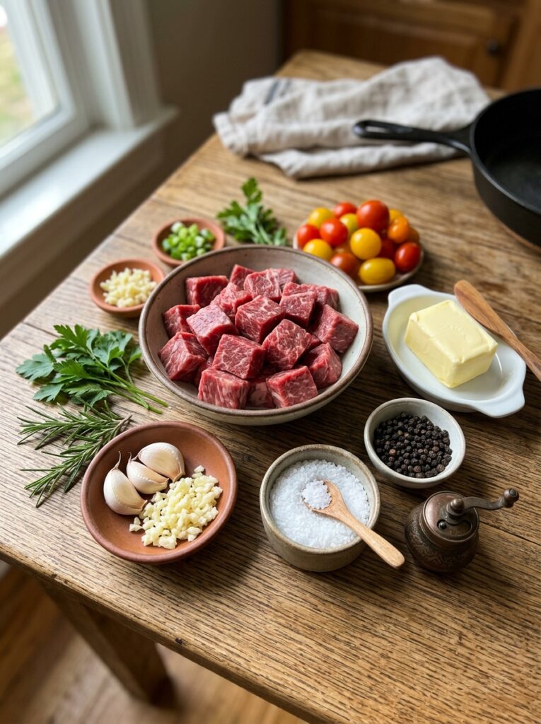 5 Ingredient Garlic Butter Steak Bites 13 Steak bites ingredients arranged… 202606121354