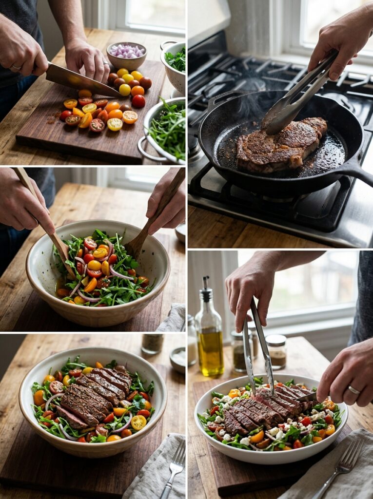 Steak tomato salad cooking process 202606021834