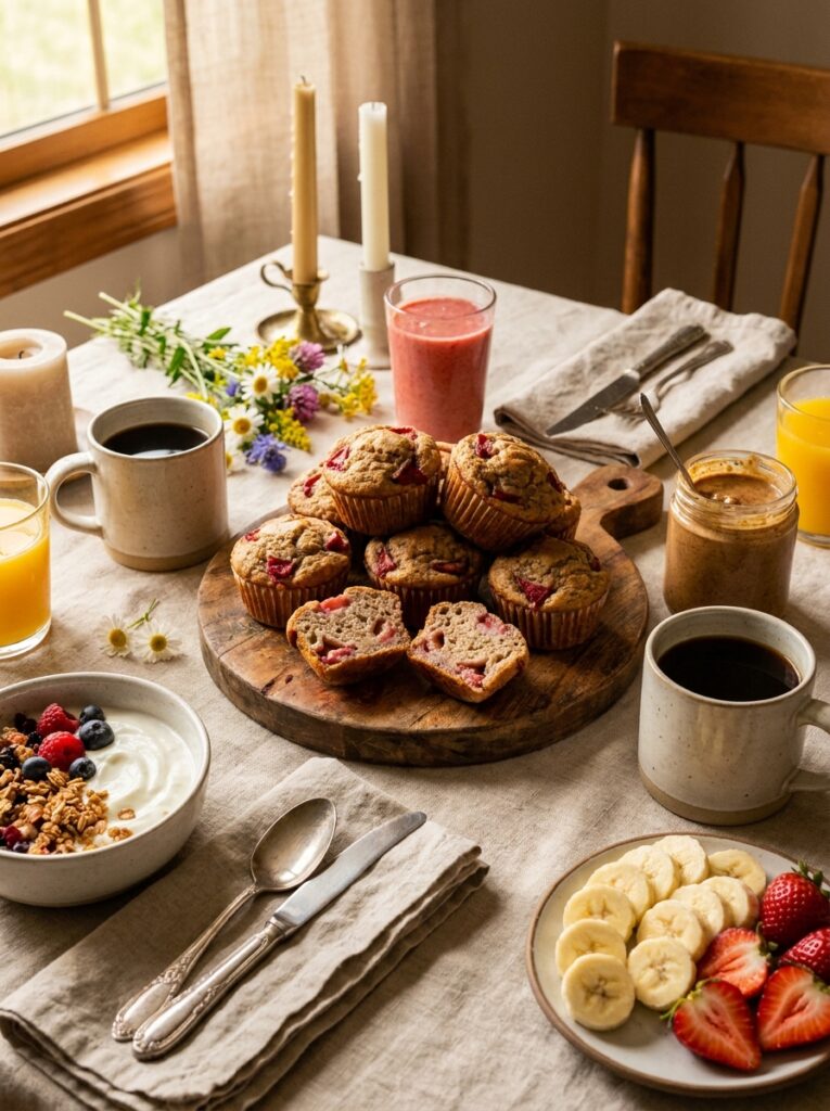 High Protein Strawberry Banana Muffins 15 Strawberry banana muffins setup 202605132245