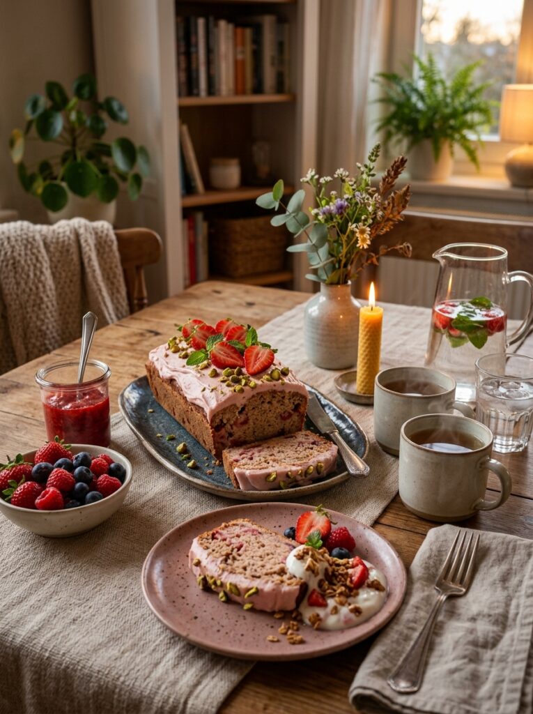 high protein strawberry loaf cake 15 Strawberry loaf cake setup 202605231348