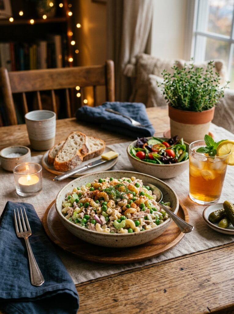 Traditional Tuna Macaroni Salad with Peas 15 Tuna macaroni salad setup 202606031725
