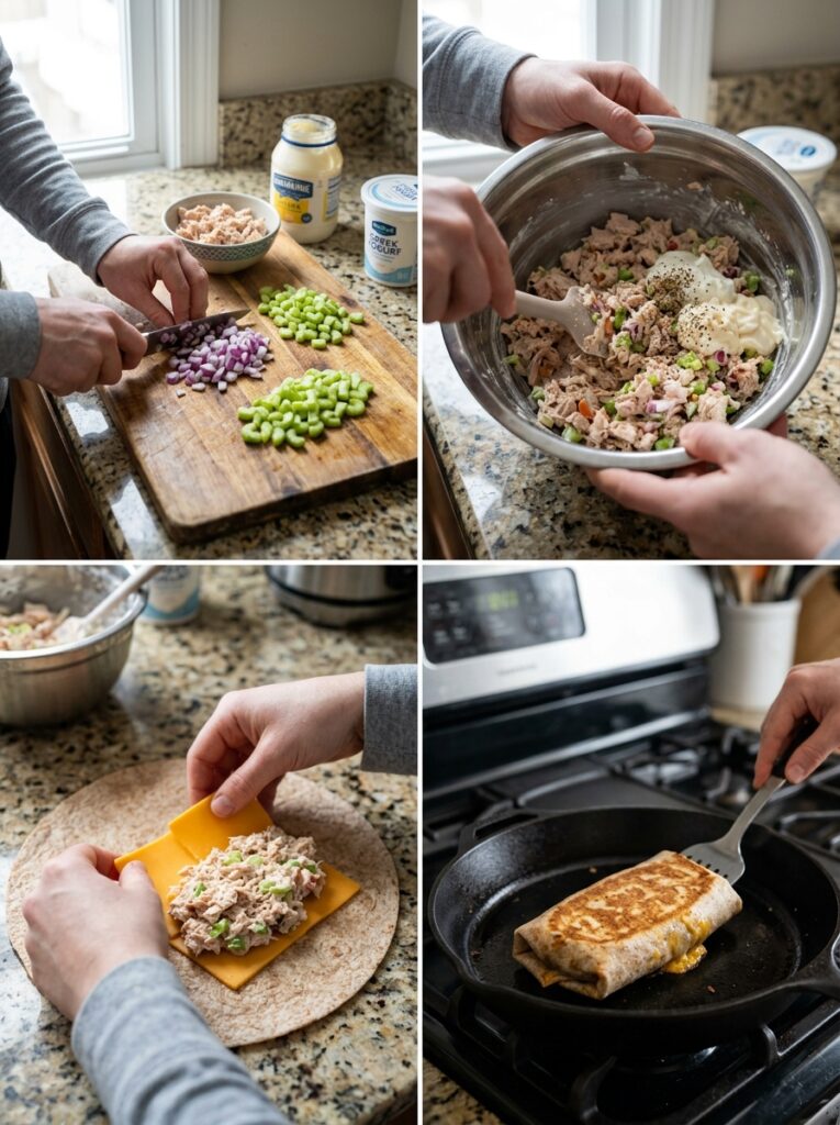 High Protein Tuna Melt Wrap: The Ultimate Healthy Lunch Recipe 14 Tuna melt wrap cooking process 202605221552