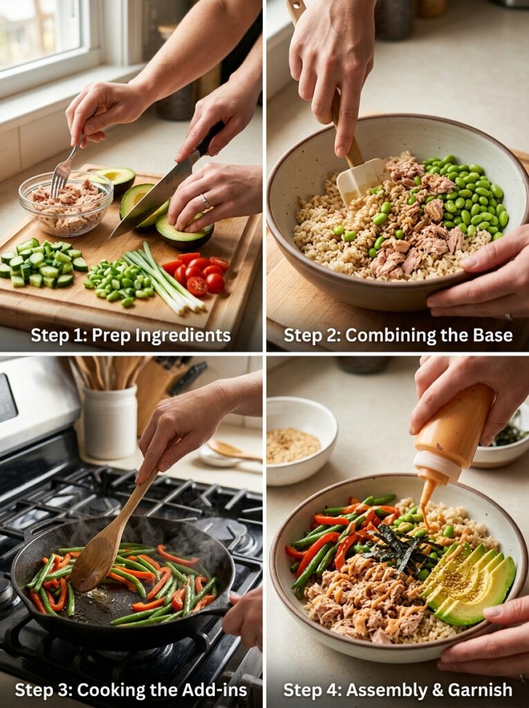 High Protein Tuna Rice Bowl: A Simple Recipe for Athletes and Busy Weeknights 14 Tuna rice bowl cooking process 202605221504