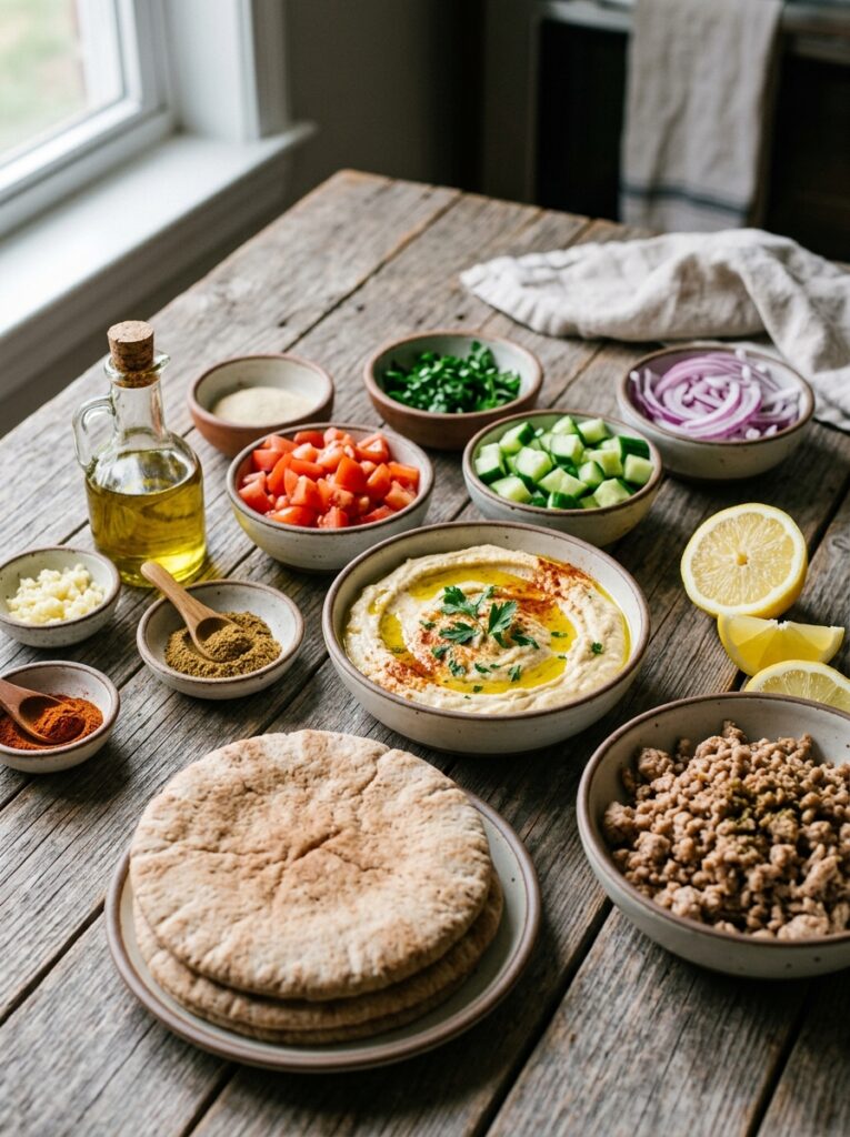 Turkey hummus pita ingredients a… 202605101303
