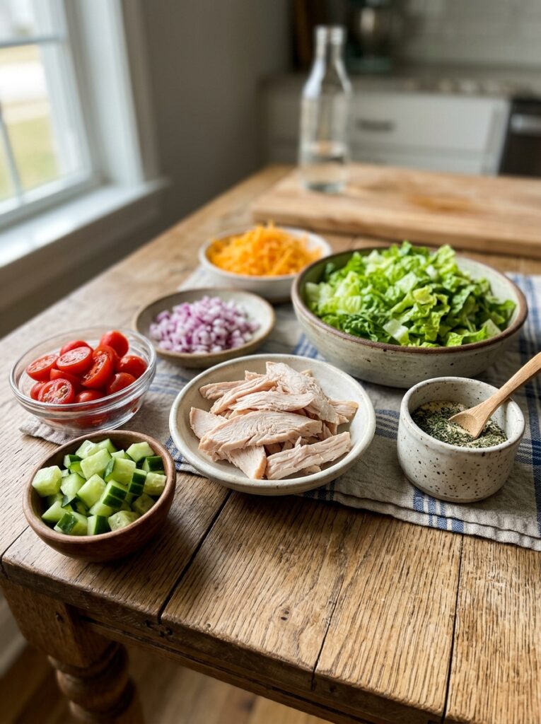 high protein turkey ranch chopped salad 13 Turkey ranch chopped salad ingre… 202605221624