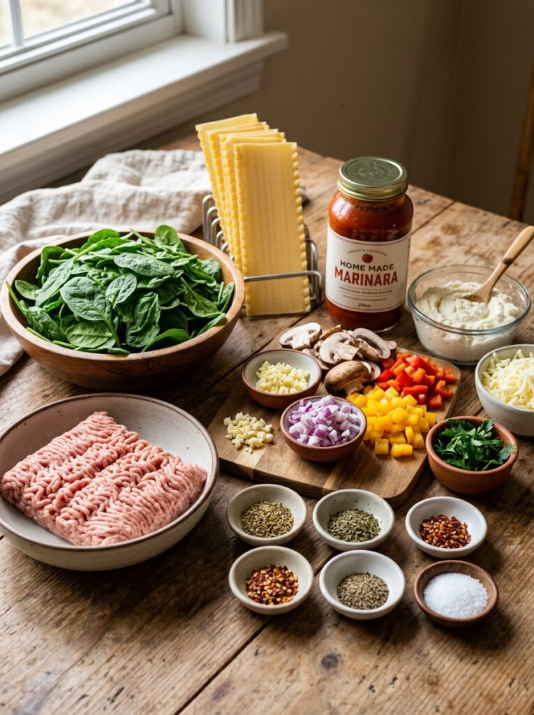 High Protein Turkey Spinach Lasagna Recipe 13 Turkey spinach lasagna ingredien… 202605051929